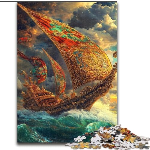 1000-teiliges Puzzle für Erwachsene und Jugendliche, Piratenschiff, Spielzeug, Lernspiele, Stressabbau, Stärkung der Liebe zwischen Paaren (Größe 26x38cm) von LiJianXXE