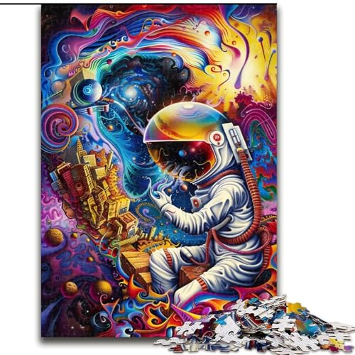 1000-teiliges Puzzle für Erwachsene und Jugendliche, Psychedelischer Astronaut, Spielzeug, Lernspiele, stressabbauende Wanddekoration (Größe 50x75cm) von LiJianXXE