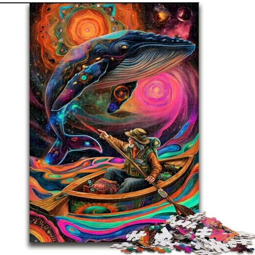 1000-teiliges Puzzle für Erwachsene und Jugendliche, Psychedelischer Wal, Spielzeug, Lernspiele, stressabbauende Wanddekoration (Größe 26x38cm) von LiJianXXE