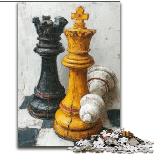 1000-teiliges Puzzle für Erwachsene und Jugendliche, Schach-Ölgemälde, Spielzeug, Lernspiele, stressabbauende Wanddekoration (Größe 50x75cm) von LiJianXXE