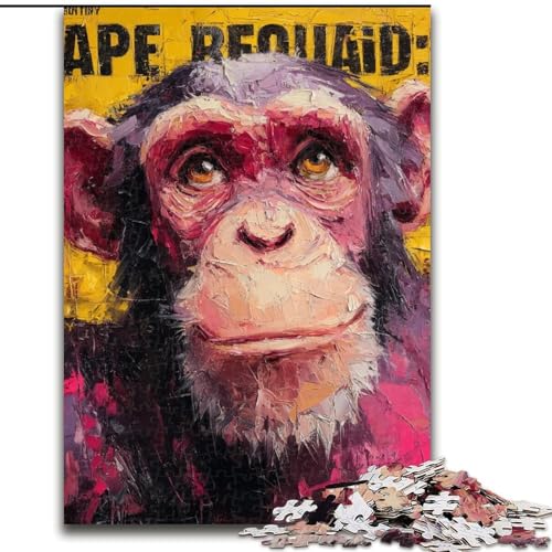 1000-teiliges Puzzle für Erwachsene und Jugendliche, Schimpanse, Spielzeug, Lernspiele, Stressabbau, Stärkung der Liebe zwischen Paaren (Größe 50x75cm) von LiJianXXE