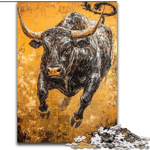 1000-teiliges Puzzle für Erwachsene und Jugendliche, Schwarzgold-Bulle, Spielzeug, Lernspiele, Stressabbau, Stärkung der Liebe zwischen Paaren (Größe 50x75cm) von LiJianXXE