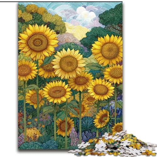 1000-teiliges Puzzle für Erwachsene und Jugendliche, Sonnenblume, für Kinder ab 14 Jahren, Lernspiel, Herausforderung, Spielzeug, Geschenk zum Geburtstag (Größe 50x75cm) von LiJianXXE