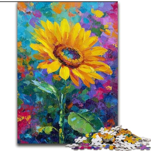 1000-teiliges Puzzle für Erwachsene und Jugendliche, Sonnenblume, für Lernspiele, Herausforderungsspielzeug, einzigartige Heimdekoration und Geschenke (Größe 50x75cm) von LiJianXXE