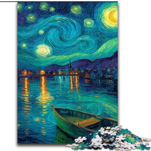 1000-teiliges Puzzle für Erwachsene und Jugendliche, Sternenhimmel-Boot, Spielzeug, Lernspiele, stressabbauende Wanddekoration (Größe 26x38cm) von LiJianXXE