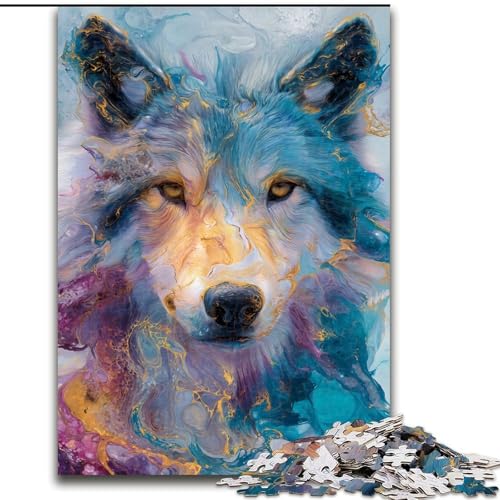 1000-teiliges Puzzle für Erwachsene und Jugendliche, Tier-Wolf-Kunst, Spielzeug, Lernspiele, stressabbauende Wanddekoration (Größe 50x75cm) von LiJianXXE