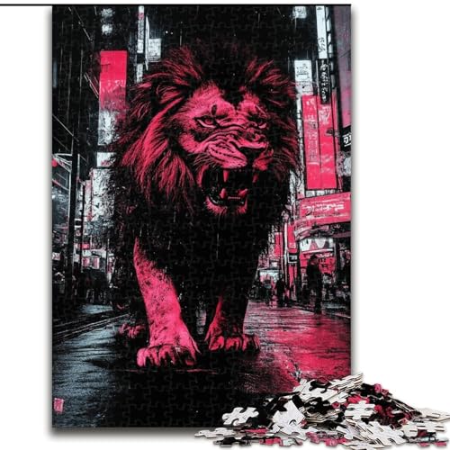 1000-teiliges Puzzle für Erwachsene und Jugendliche, Tierlöwe, für Lernspiele, Herausforderungsspielzeug, einzigartige Heimdekoration und Geschenke (Größe 50x75cm) von LiJianXXE