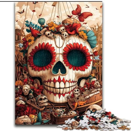 1000-teiliges Puzzle für Erwachsene und Jugendliche, Totenkopf im mexikanischen Stil, Spielzeug, Lernspiele, Stressabbau, Stärkung der Liebe zwischen Paaren (Größe 26x38cm) von LiJianXXE