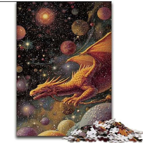 1000-teiliges Puzzle für Erwachsene und Jugendliche, Weltraumdrache, Spielzeug, Lernspiele, stressabbauende Wanddekoration (Größe 26x38cm) von LiJianXXE