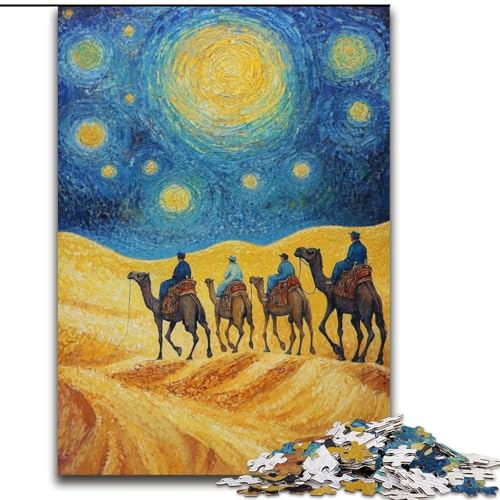 1000-teiliges Puzzle für Erwachsene und Jugendliche, Wüstenkarawane mit Kamelen, Spielzeug, Lernspiele, Stressabbau, Stärkung der Liebe zwischen Paaren (Größe 26x38cm) von LiJianXXE