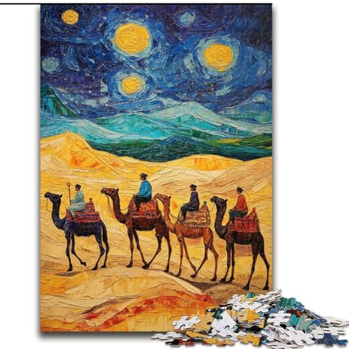 1000-teiliges Puzzle für Erwachsene und Jugendliche, Wüstenkarawane mit Kamelen, Spielzeug, Lernspiele, stressabbauende Wanddekoration (Größe 50x75cm) von LiJianXXE