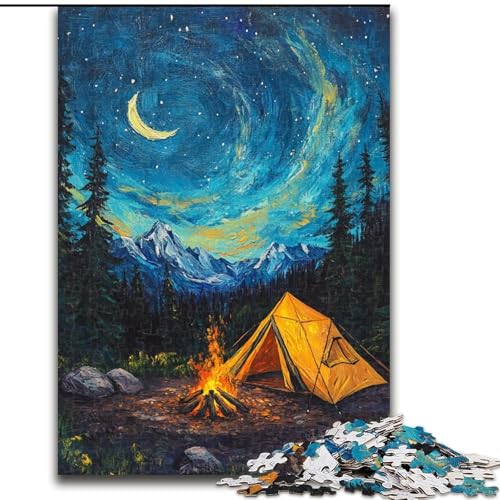 1000-teiliges Puzzle für Erwachsene und Jugendliche, Zelt unter dem Nachthimmel, Spielzeug, Lernspiele, Stressabbau, Stärkung der Liebe zwischen Paaren (Größe 50x75cm) von LiJianXXE