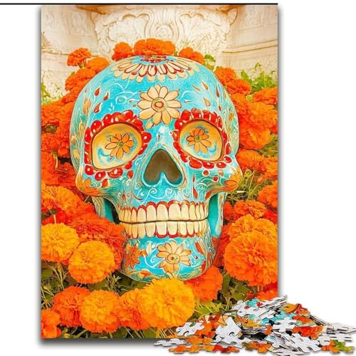 1000-teiliges Puzzle für Erwachsene und Jugendliche, Zuckerschädel, Spielzeug, Lernspiele, Stressabbau, Stärkung der Liebe zwischen Paaren (Größe 26x38cm) von LiJianXXE
