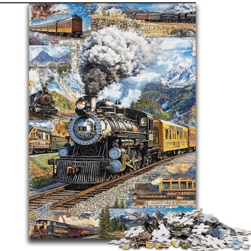 1000-teiliges Puzzle für Erwachsene und Jugendliche, Zugcollage, Spielzeug, Lernspiele, stressabbauende Wanddekoration (Größe 50x75cm) von LiJianXXE