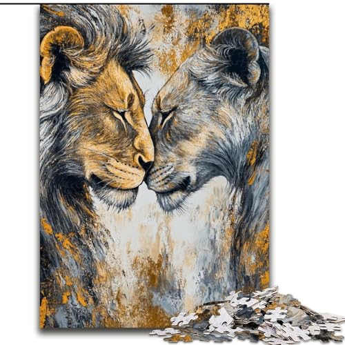 1000-teiliges Puzzle für Erwachsene und Jugendliche, abstraktes Löwengemälde, Spielzeug, Lernspiele, Stressabbau, Stärkung der Liebe zwischen Paaren (Größe 26x38cm) von LiJianXXE