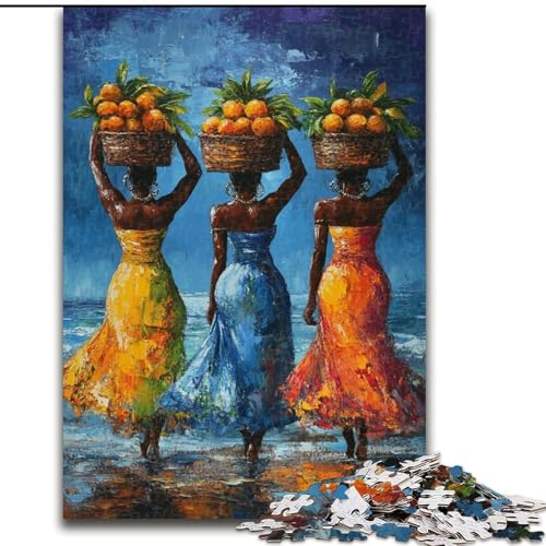 1000-teiliges Puzzle für Erwachsene und Jugendliche, afrikanische Frau, Spielzeug, Lernspiele, stressabbauende Wanddekoration (Größe 26x38cm) von LiJianXXE