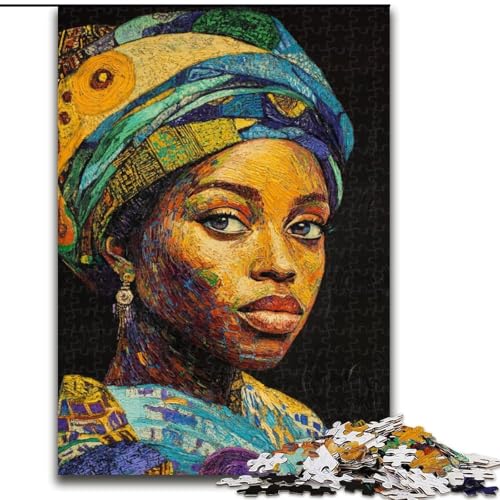 1000-teiliges Puzzle für Erwachsene und Jugendliche, afrikanische Frau, Spielzeug, Lernspiele, stressabbauende Wanddekoration (Größe 50x75cm) von LiJianXXE