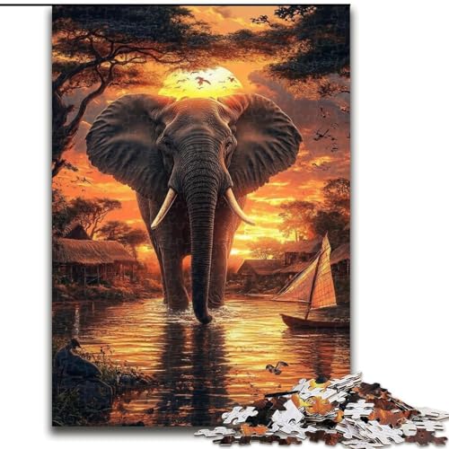 1000-teiliges Puzzle für Erwachsene und Jugendliche, afrikanischer Elefant, für Kinder ab 14 Jahren, Lernspiel, Herausforderung, Spielzeug, Geschenk zum Geburtstag (Größe 26x38cm) von LiJianXXE