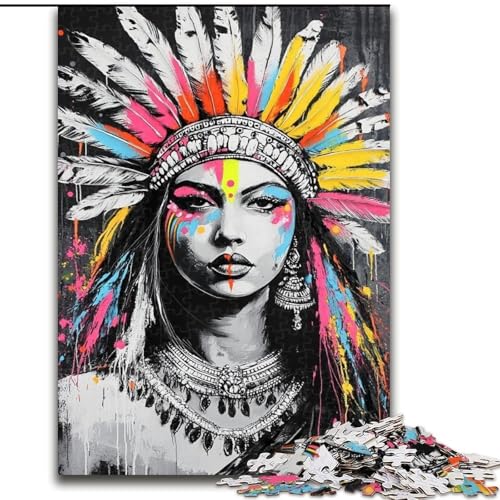 1000-teiliges Puzzle für Erwachsene und Jugendliche, indische Prinzessinnen-Graffiti, Spielzeug, Lernspiele, stressabbauende Wanddekoration (Größe 50x75cm) von LiJianXXE