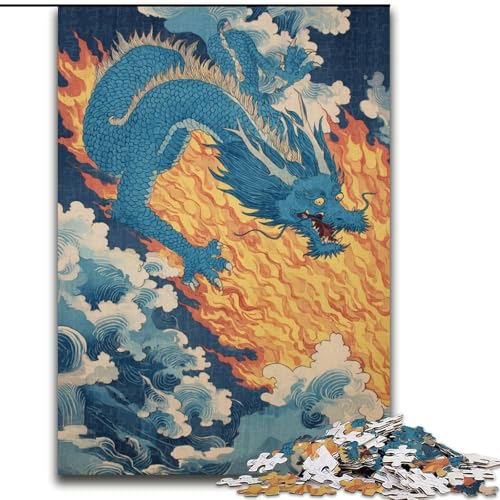 1000-teiliges Puzzle für Erwachsene und Jugendliche, japanischer Wellendrache, Stressabbau, schwierige Herausforderung, Wichtelgeschenke (Größe 26x38cm) von LiJianXXE