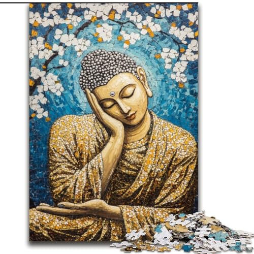 1000-teiliges Puzzle für Erwachsene und Jugendliche, schlafender Buddha, Kunst, Spielzeug, Lernspiele, stressabbauende Wanddekoration (Größe 50x75cm) von LiJianXXE