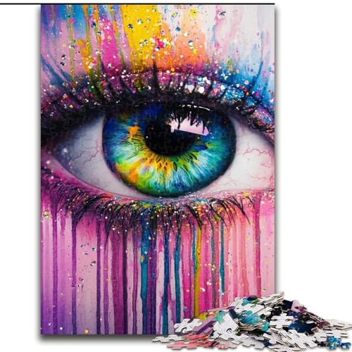 1000-teiliges Puzzle für Erwachsene und Jugendliche, schönes Auge mit bunter Farbe, Spielzeug, Lernspiele, stressabbauende Wanddekoration (Größe 50x75cm) von LiJianXXE