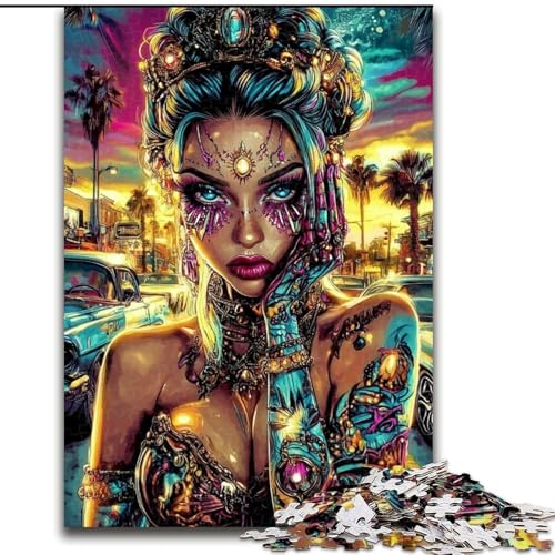 1000-teiliges Puzzle für Erwachsene und Jugendliche, tätowierte Frau, Spielzeug, Lernspiele, stressabbauende Wanddekoration (Größe 50x75cm) von LiJianXXE