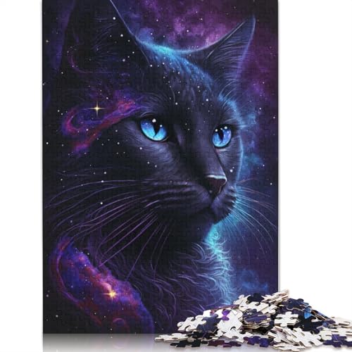 1000-teiliges Puzzle für Erwachsene und Kinder, Galaxy Black Cat-Puzzle für Erwachsene, Kartonpuzzle, anspruchsvolles Spielpuzzle (Größe 38 x 26 cm) von LiJianXXE