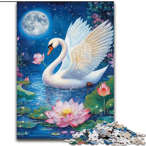 1000-teiliges Puzzle für Erwachsene und Teenager, Blumen, Schwan, Spielzeug, Lernspiele, Stressabbau, Stärkung der Liebe zwischen Paaren (Größe 50x75cm) von LiJianXXE