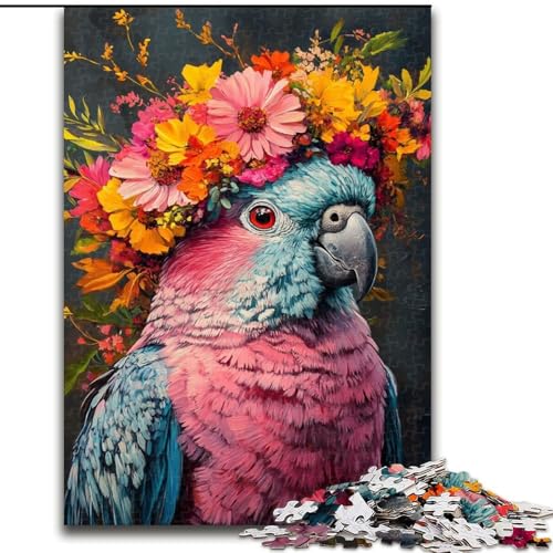 1000-teiliges Puzzle für Erwachsene und Teenager, Blumenpapagei, Spielzeug, Lernspiele, Stressabbau, Stärkung der Liebe zwischen Paaren (Größe 50x75cm) von LiJianXXE
