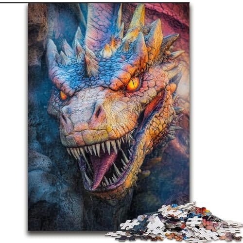 1000-teiliges Puzzle für Erwachsene und Teenager, Fantasy-Fliegendrache, Spielzeug, Lernspiele, Stressabbau, Stärkung der Liebe zwischen Paaren (Größe 50x75cm) von LiJianXXE