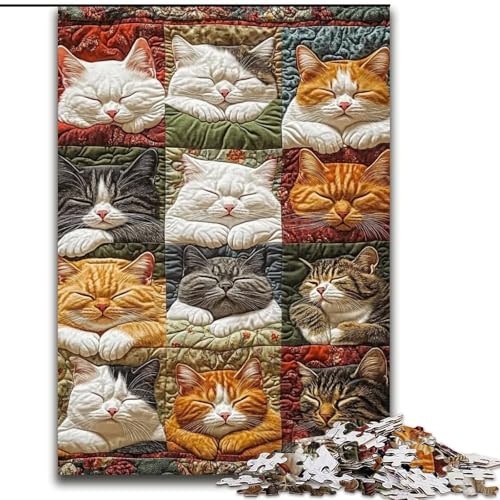 1000-teiliges Puzzle für Erwachsene und Teenager, Katzencollage, Spielzeug, Lernspiele, Stressabbau, Stärkung der Liebe zwischen Paaren (Größe 26x38cm) von LiJianXXE