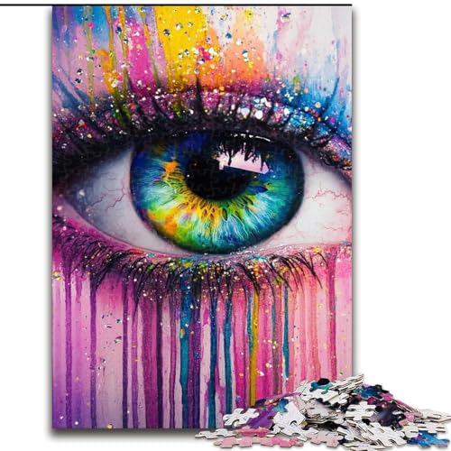 1000-teiliges Puzzle für Erwachsene und Teenager, schönes Auge mit bunter Farbe, Spielzeug, Lernspiele, Stressabbau, Stärkung der Liebe zwischen Paaren (Größe 26x38cm) von LiJianXXE