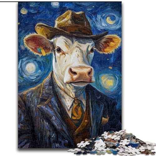 1000-teiliges Puzzle für Jugendliche und Erwachsene, Nachthimmel-Kuh, hilft dem Gehirn, süchtig machendes Spielzeug zu trainieren, um Geduld zu fördern und das Gedächtnis zu verbessern (Größe 50x75cm) von LiJianXXE