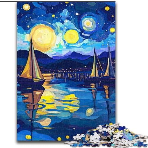 1000-teiliges Puzzle für Teenager, Sternennacht von Van Gogh, Lernspielzeug, Familienspiele, einzigartige Geburtstags- und Geschenkideen (Größe 50x75cm) von LiJianXXE