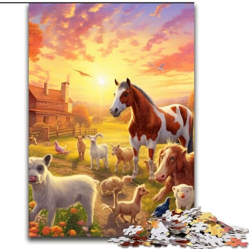 1000-teiliges Puzzle mit Bauernhoftieren, aus Pappe, Geschenk zur Gehirnherausforderung, pädagogische Aktivität für Teenager, 1000 Teile(26x38cm) von LiJianXXE