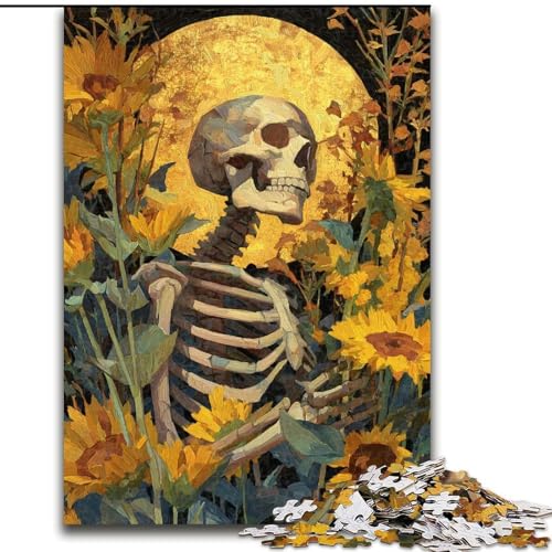 1000-teiliges Puzzle mit Blumenschädel, geeignet für Kinder ab 14 Jahren, Lernspiele für zu Hause, DIY-Spielzeug, Kunstwerk, Geschenk (Größe 50x75cm) von LiJianXXE