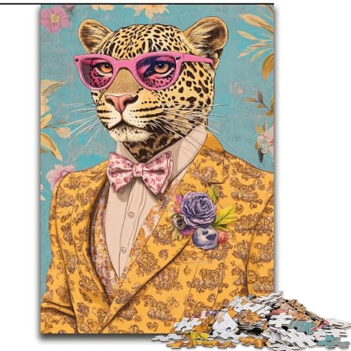 1000-teiliges Puzzle mit Leopardenmuster, geeignet für Kinder ab 14 Jahren, Lernspiele für zu Hause, DIY-Spielzeug, Kunstwerk, Geschenk (Größe 50x75cm) von LiJianXXE
