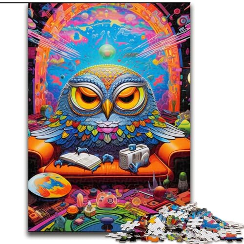 1000-teiliges Puzzle mit Tierkunst-Eulen-Puzzle aus Pappe, Geburtstage, Weihnachten, Halloween, Erntedankfest, Ostern, 1000 Stück(26x38cm) von LiJianXXE