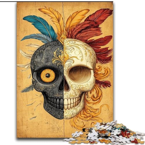 1000-teiliges Puzzle mit Totenkopffedern, geeignet für Kinder ab 14 Jahren, Lernspiele für zu Hause, DIY-Spielzeug, Kunstwerk, Geschenk (Größe 26x38cm) von LiJianXXE