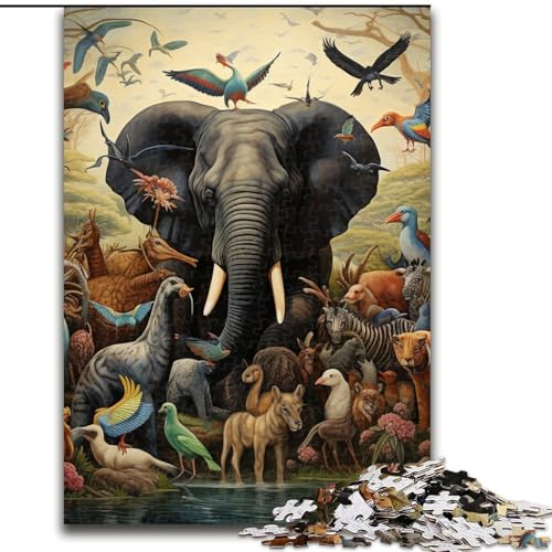1000-teiliges Puzzle mit afrikanischen Tieren. Aus Pappe, Geburtstage, Weihnachten, Halloween, Thanksgiving, Ostern. 1000 Stück(26x38cm) von LiJianXXE