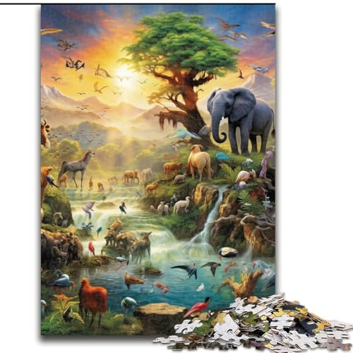 1000-teiliges Puzzle mit afrikanischen Tieren. Aus Pappe, Geburtstage, Weihnachten, Halloween, Thanksgiving, Ostern. 1000 Stück(26x38cm) von LiJianXXE