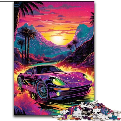 1000-teiliges Puzzle mit bunten Sportwagen. Aus Pappe, Geburtstage, Weihnachten, Halloween, Thanksgiving, Ostern. 1000 Stück(26x38cm) von LiJianXXE