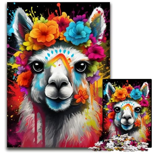 Alpaka mit Blumen, Puzzle für Erwachsene, 1000-teiliges Kartonpuzzle, schwieriges Denkspiel für Jugendliche, 26x38cm/10,23x14,96 Zoll Alpaka mit Blumen, Puzzle für Erwachsene, 1000-teiliges Kartonpuzzle, schwieriges Denkspiel für Jugendliche, 26x38cm/10,23x14,96 Zoll von LiJianXXE