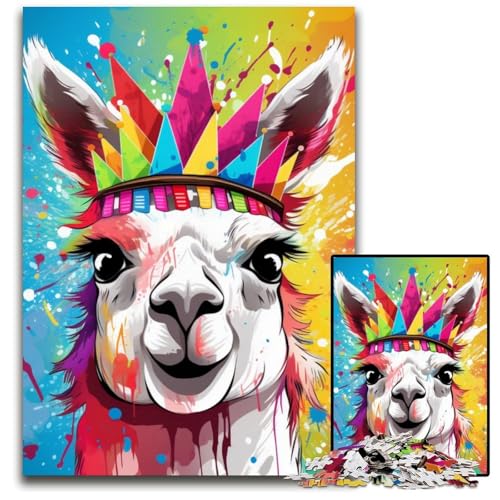 Alpaka mit Krone, 1000-teiliges Puzzle für Erwachsene, Holzpuzzle für Erwachsene, für Teenager und Familienspaß – DIY-Denkspiel, Geschenk, 50x75cm/19,68x29,52 Zoll Alpaka mit Krone, 1000-teiliges Puzzle für Erwachsene, Holzpuzzle für Erwachsene, für Teenager und Familienspaß – DIY-Denkspiel, Geschenk, 50x75cm/19,68x29,52 Zoll von LiJianXXE