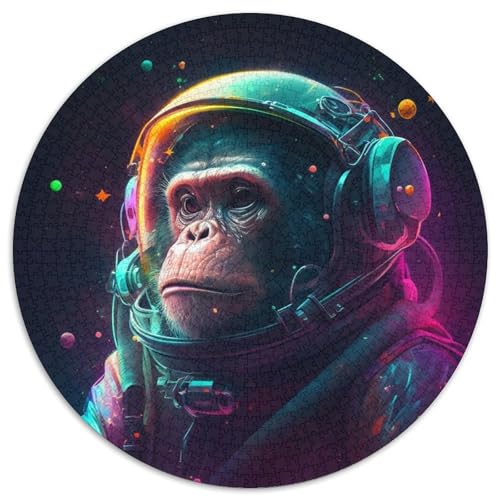 Astronauten-AFFE-Puzzle 1000 Teile für Erwachsene, rundes Puzzle 1000 Teile für Erwachsene, Denksportaufgabe, Spiel für Erwachsene, interaktive Familienaktivität, 67,5 x 67,5 cm von LiJianXXE