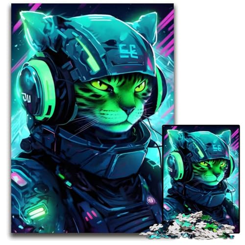 Astronautenkatze, Digitale Kunst, Puzzle für Erwachsene, 1000-teiliges Holzpuzzle, schwieriges Denkspiel für Jugendliche, 50x75cm/19,68x29,52 Zoll Astronautenkatze, Digitale Kunst, Puzzle für Erwachsene, 1000-teiliges Holzpuzzle, schwieriges Denkspiel für Jugendliche, 50x75cm/19,68x29,52 Zoll von LiJianXXE