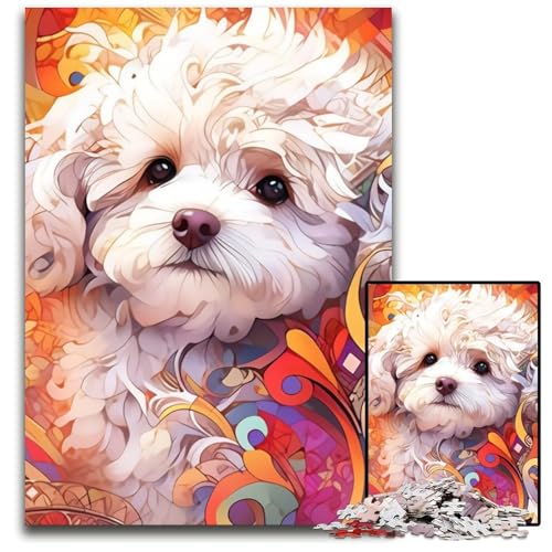 Bichon Frise Puzzle für Erwachsene, 1000-teiliges Holzpuzzle, schwieriges Denkspiel für Jugendliche, 50x75cm/19,68x29,52 Zoll Bichon Frise Puzzle für Erwachsene, 1000-teiliges Holzpuzzle, schwieriges Denkspiel für Jugendliche, 50x75cm/19,68x29,52 Zoll von LiJianXXE