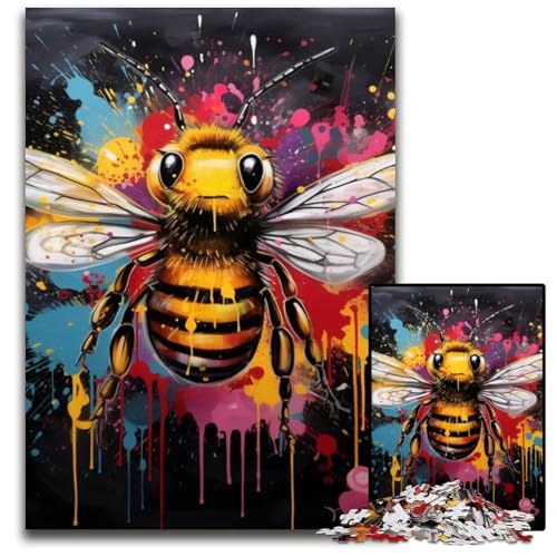 Bienen-Graffiti-Malpuzzle für Erwachsene, 1000 Holzpuzzles, interaktives Familienspiel, Denksportaufgabe, Lernspielzeug, 50x75cm/19,68x29,52 Zoll Bienen-Graffiti-Malpuzzle für Erwachsene, 1000 Holzpuzzles, interaktives Familienspiel, Denksportaufgabe, Lernspielzeug, 50x75cm/19,68x29,52 Zoll von LiJianXXE