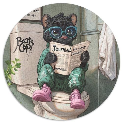 Black Leopard Go Toilet Puzzle für Erwachsene, 1000 Teile, rundes Puzzle, farbenfrohe Heimdekoration und interaktives Familienspiel, 67,5 x 67,5 cm Black Leopard Go Toilet Puzzle für Erwachsene, 1000 Teile, rundes Puzzle, farbenfrohe Heimdekoration und interaktives Familienspiel, 67,5 x 67,5 cm von LiJianXXE
